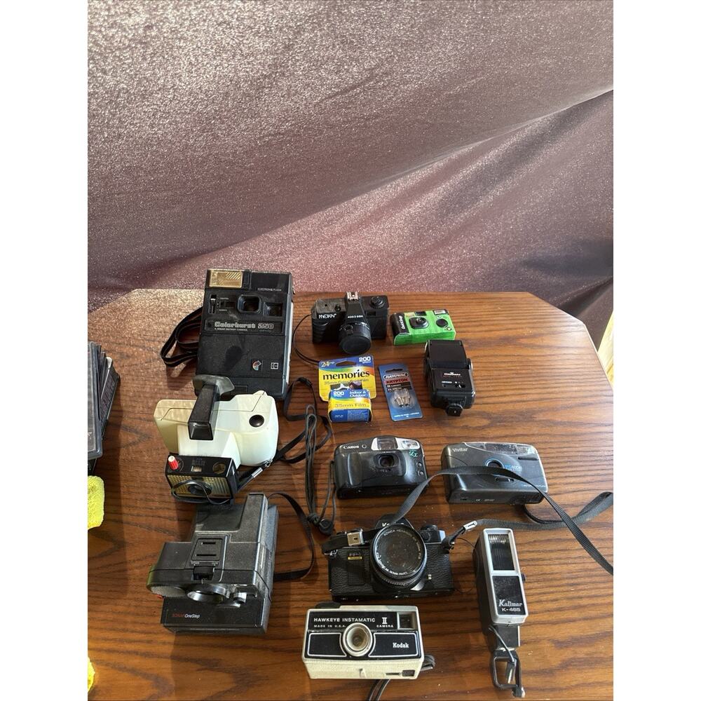 vintage Camera And Flash Lot Kodak Polaroid Canon Untested - Picture 3 of 14